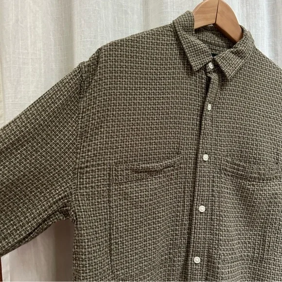abercrombie long sleeve men's waffle button up olive green size small - Picture 7 of 16